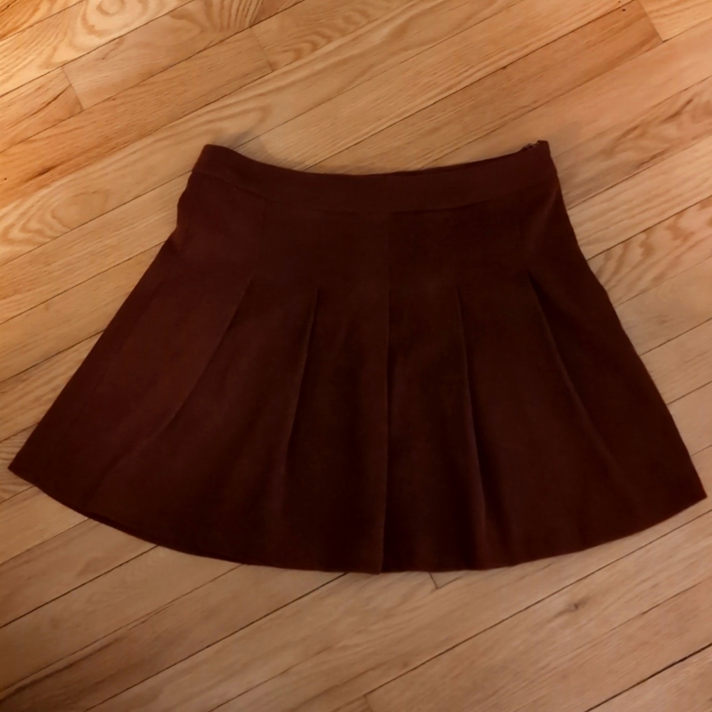 Rust colored corduroy pleated skirt